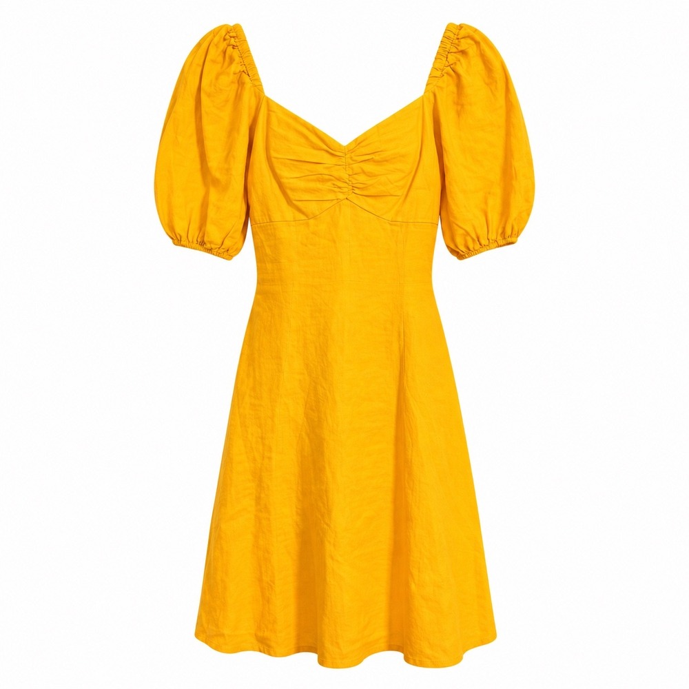 The Drop Nala Mango Linen Puff Sleeve Mini Dress Small NWT